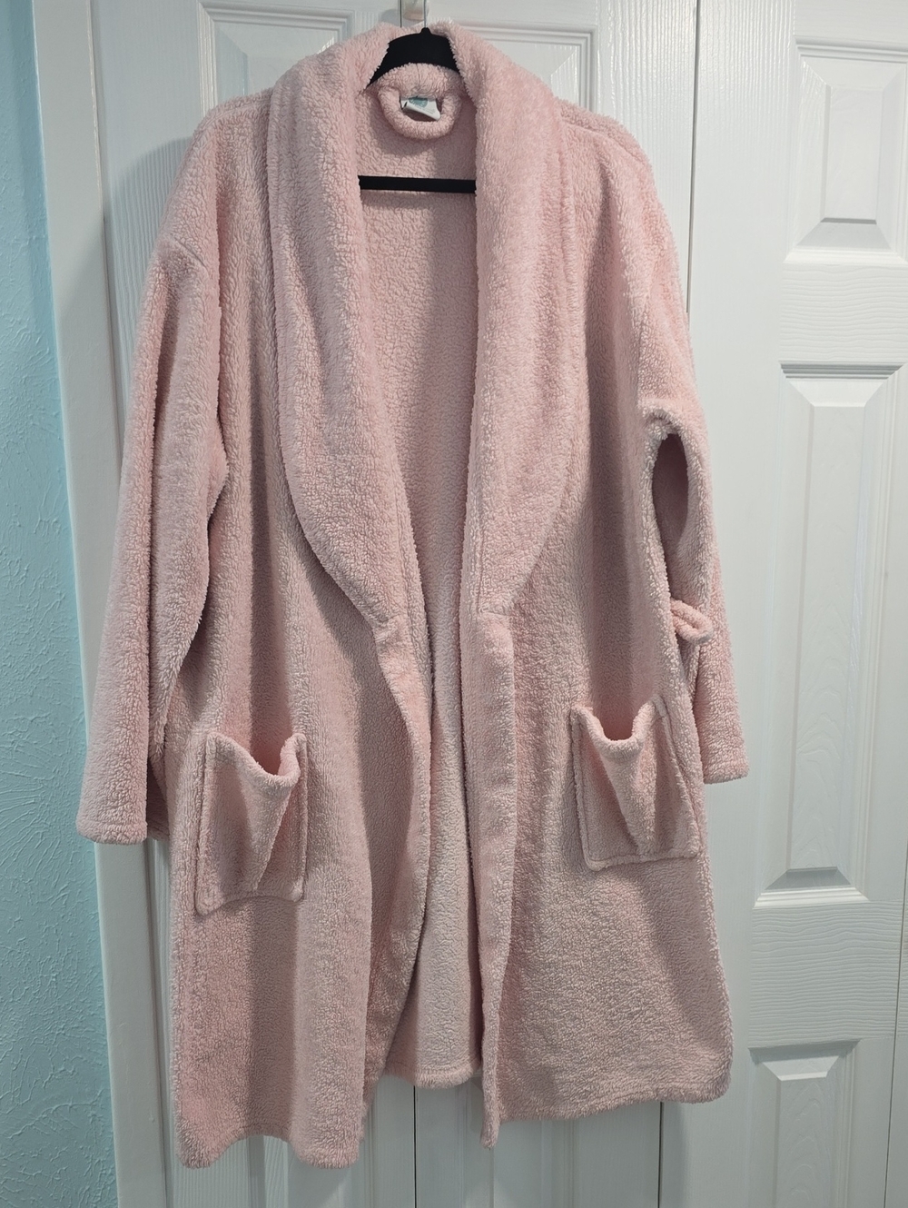 Martha Stewart Light Pink Plush Fleece Cardi-Robe